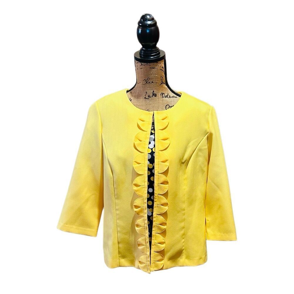 Madison Leigh 3/4 Sleeve Suit Jacket  And Tank Top Size‎ 12 Yellow Polka Dot